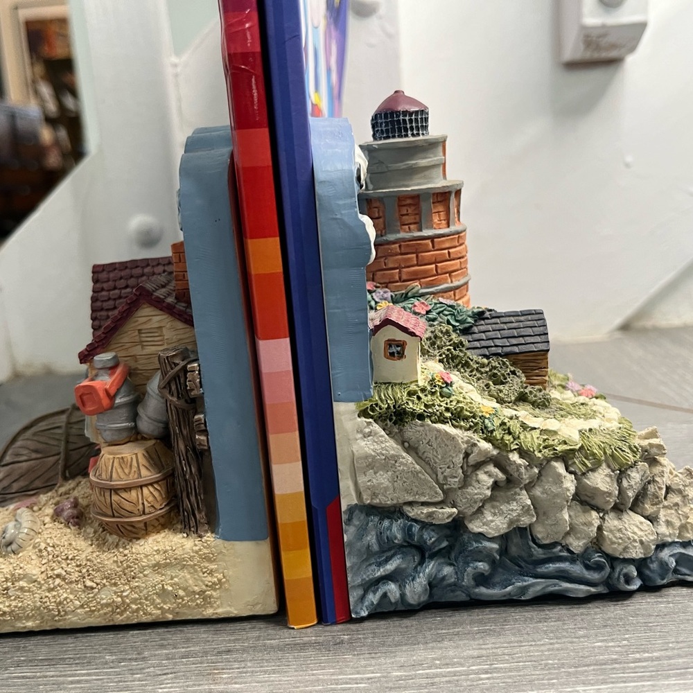 Vintage Lighthouse Nautical Decor Bookends Beach House Seascape Ocean